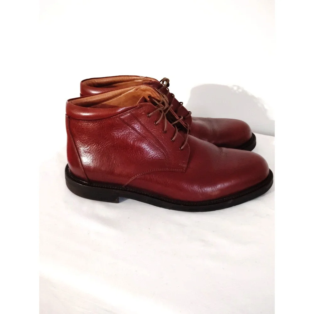 Johnston & Murphy Leather Lace‑Up Chuka Boots Brown Casual Dress Western Men 10